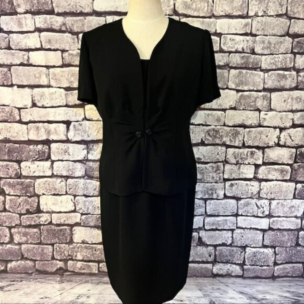 Danny & Nicole Vintage Black Short Sleeve Fully Lined Dress Size 10P